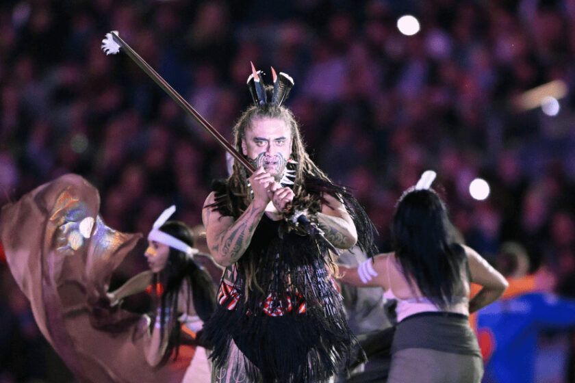 Ein Maori während der Eröffnungsfeier der Frauen WM