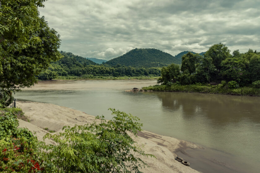 Laos Mekong river landscape in Luang Prabang Laos