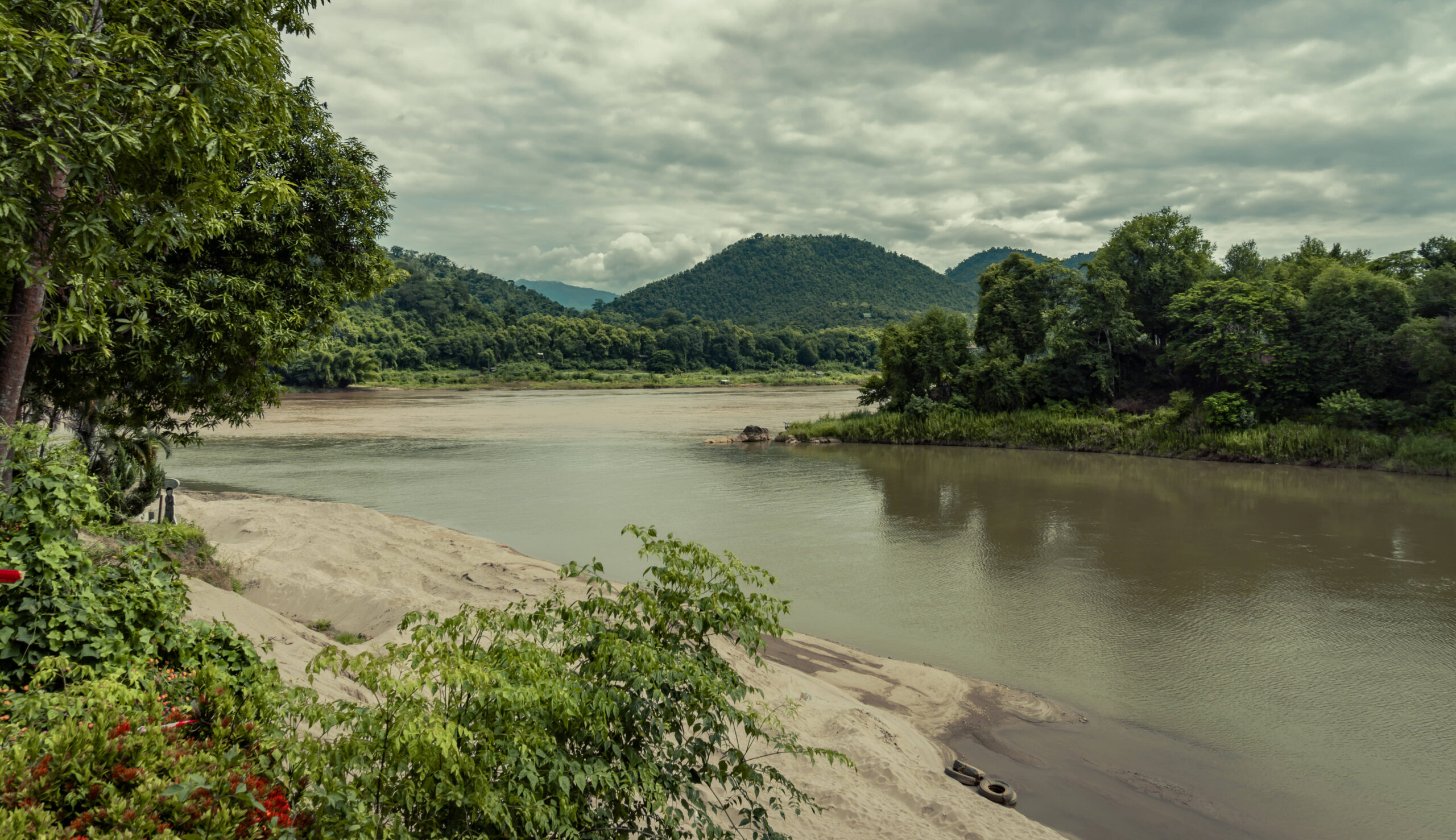 Laos Mekong river landscape in Luang Prabang Laos