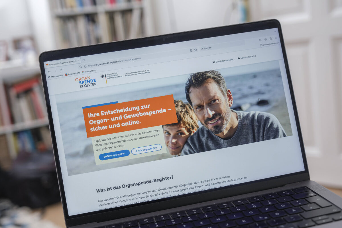 Die Website des neuen Organspenderegisters