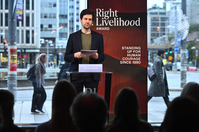 Ole von Uexkull, CEO of the Right Livelihood Award announces this years winners during a press conference at Kulturhuset Stadsteatern in Stockholm