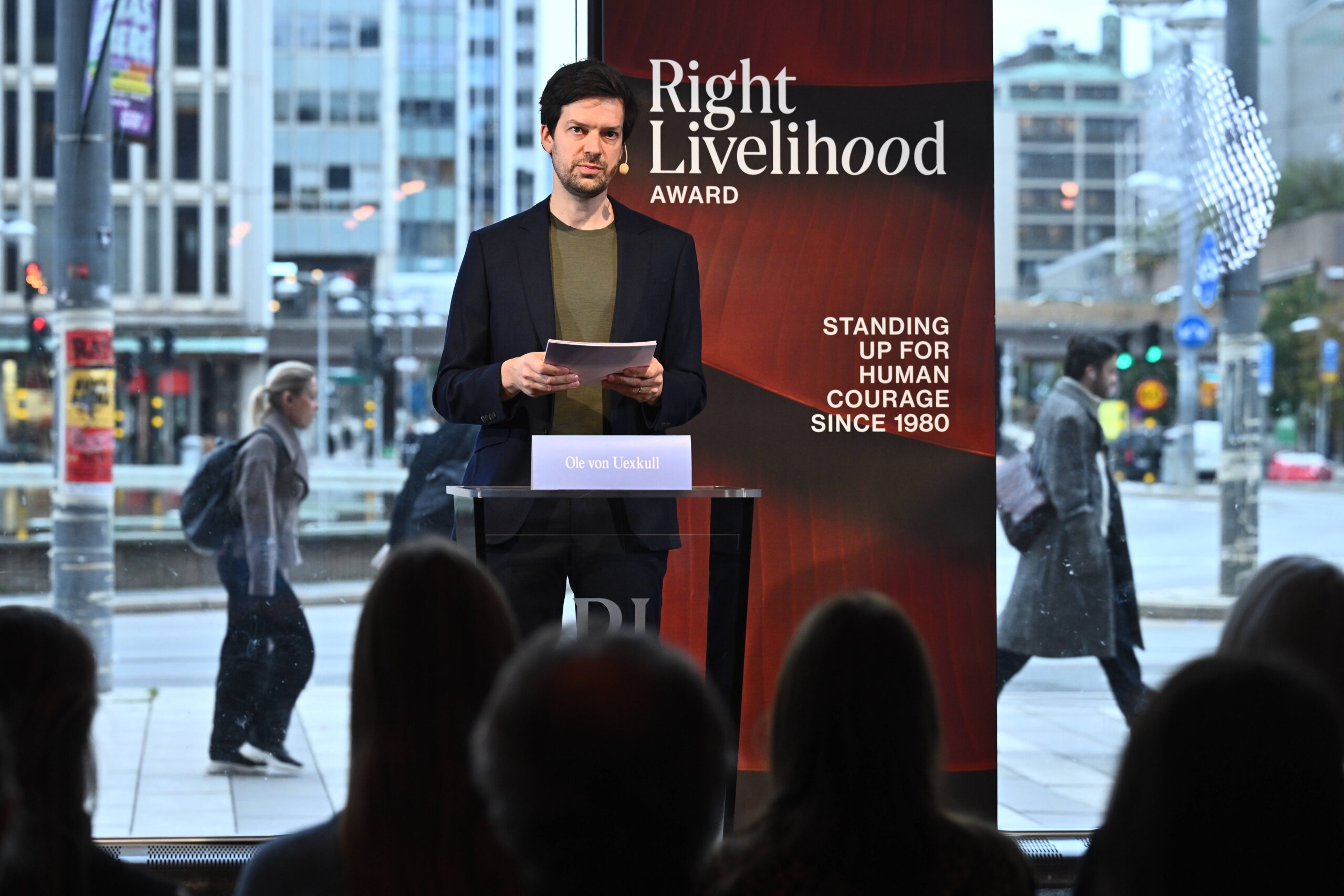 Ole von Uexkull, CEO of the Right Livelihood Award announces this years winners during a press conference at Kulturhuset Stadsteatern in Stockholm