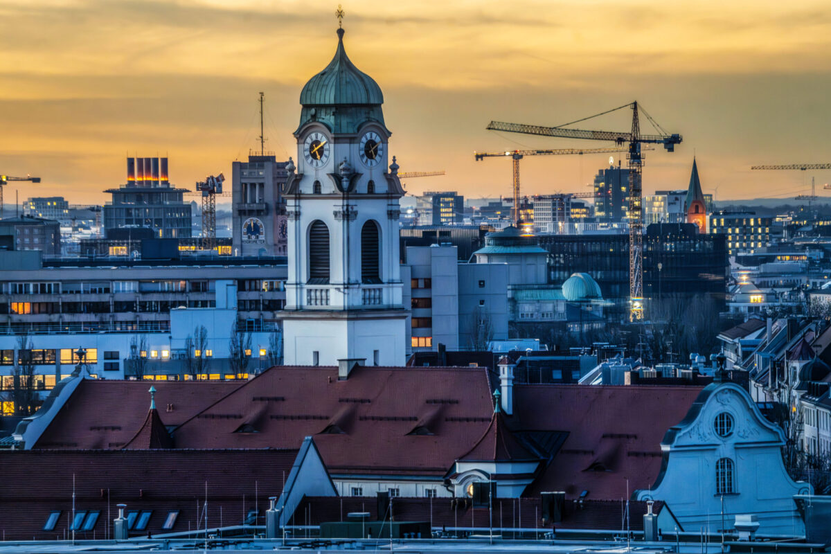 Letztes Abendrot über München