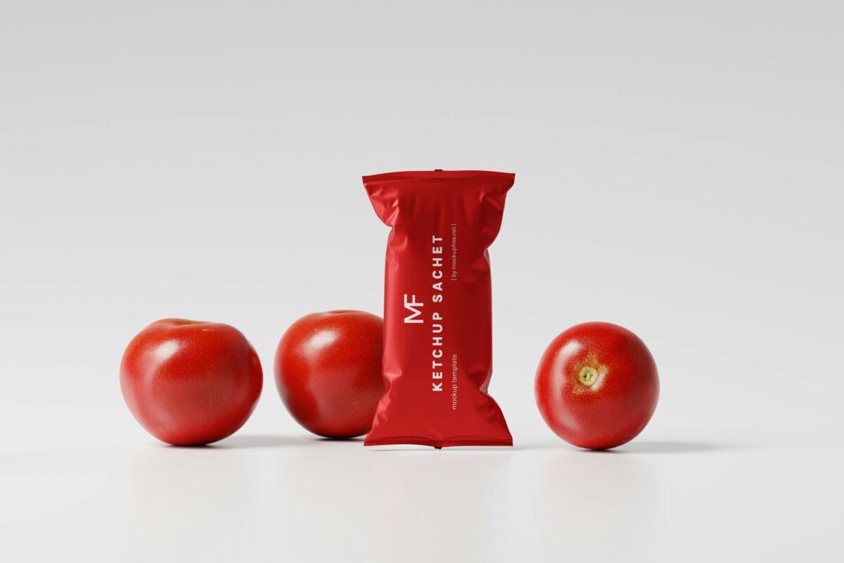 Eine Mini-Packung Ketchup